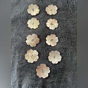 Vintage shell buttons- flower design 9 total